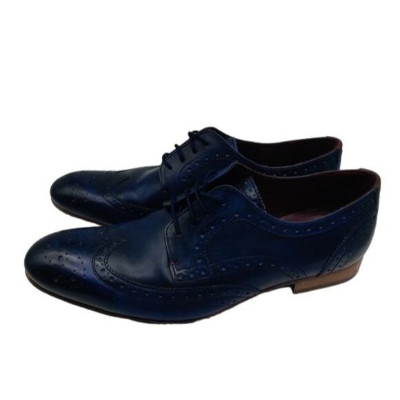 Ted Baker London Royal Blue Leather Wingtip Oxford Dress Shoes Size 45 US 12
